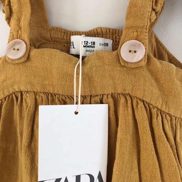 Zara Girl’s Dress Linen blend pinafore 12-18m - Picture 3 of 5
